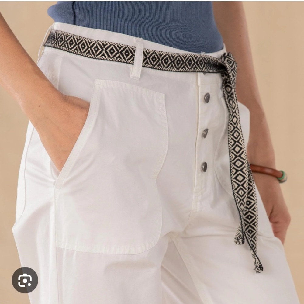 Sundance White Track Pants with Black Belt - Picture 14 of 14